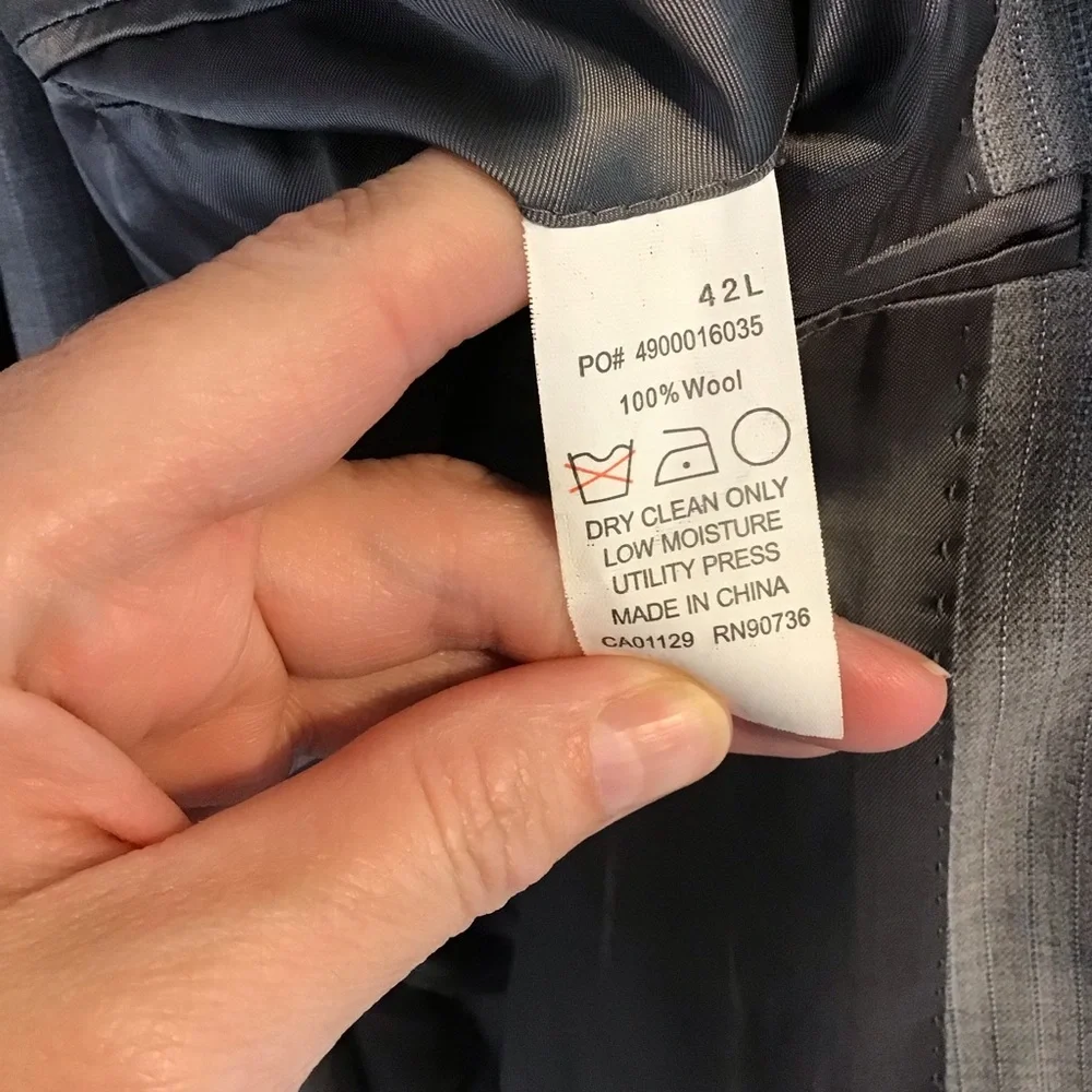 RALPH LAUREN Men's Gray Blue Pinstripe Tailored 2 PC Suit 42L